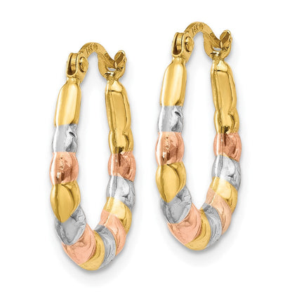 14K Gelb & Rhodium Weiß und Rose Hohl Gewellt Creolen