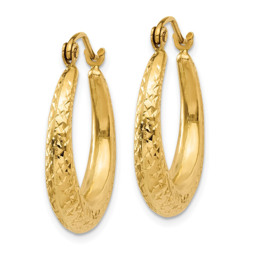 14K Gelbgold Diamantiert Hohl Creolen