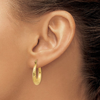 14K Gelbgold Diamantiert Hohl Creolen