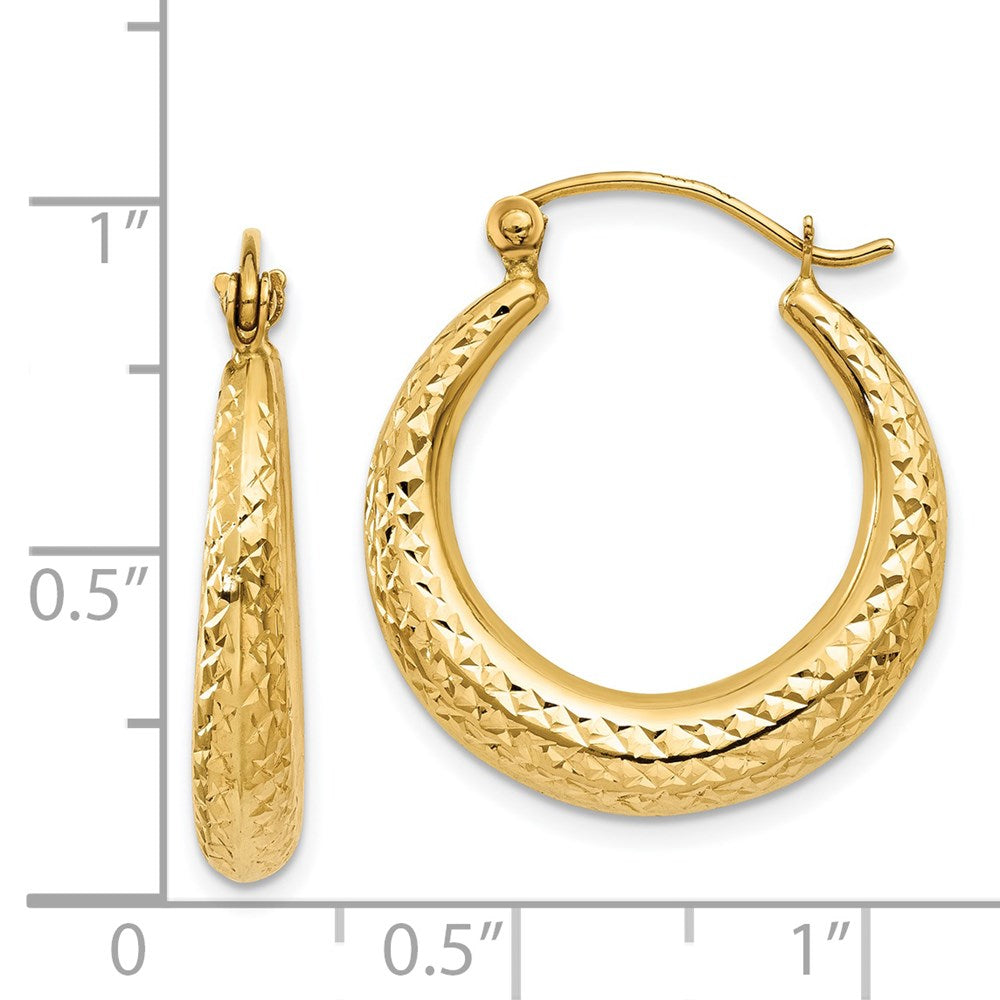 14K Gelbgold Diamantiert Hohl Creolen