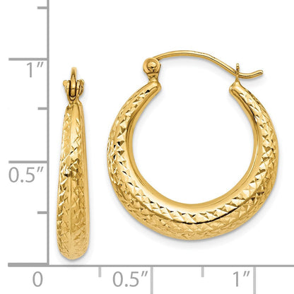 14K Gelbgold Diamantiert Hohl Creolen