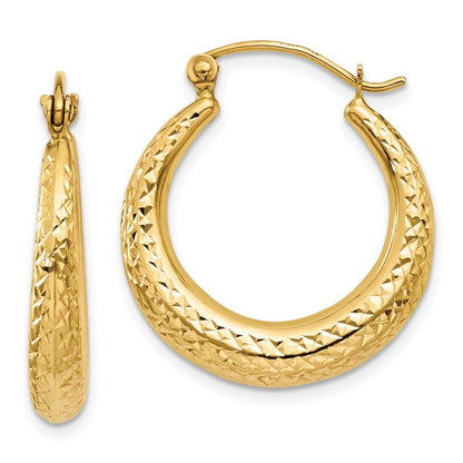 14K Gelbgold Diamantiert Hohl Creolen