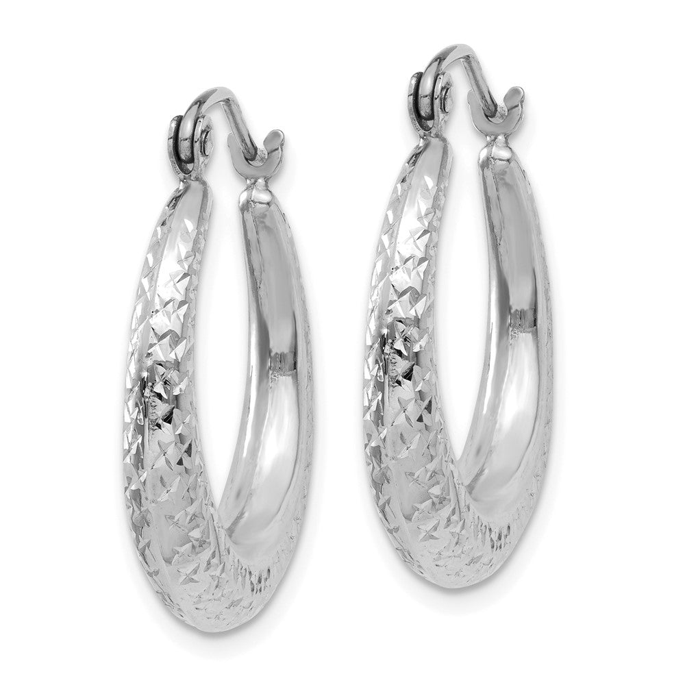 14K Weißgold Diamantiert Hohl Creolen