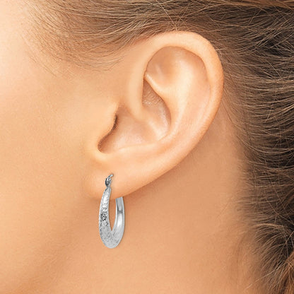 14K Weißgold Diamantiert Hohl Creolen