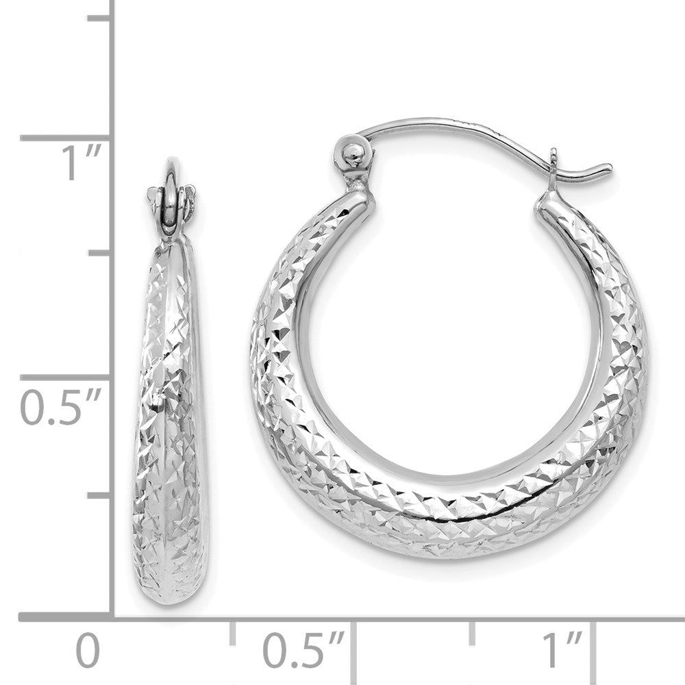 14K Weißgold Diamantiert Hohl Creolen