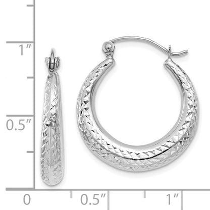 14K Weißgold Diamantiert Hohl Creolen