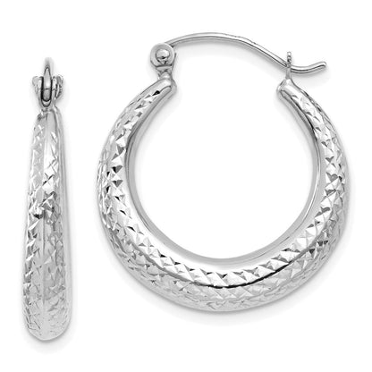14K Weißgold Diamantiert Hohl Creolen