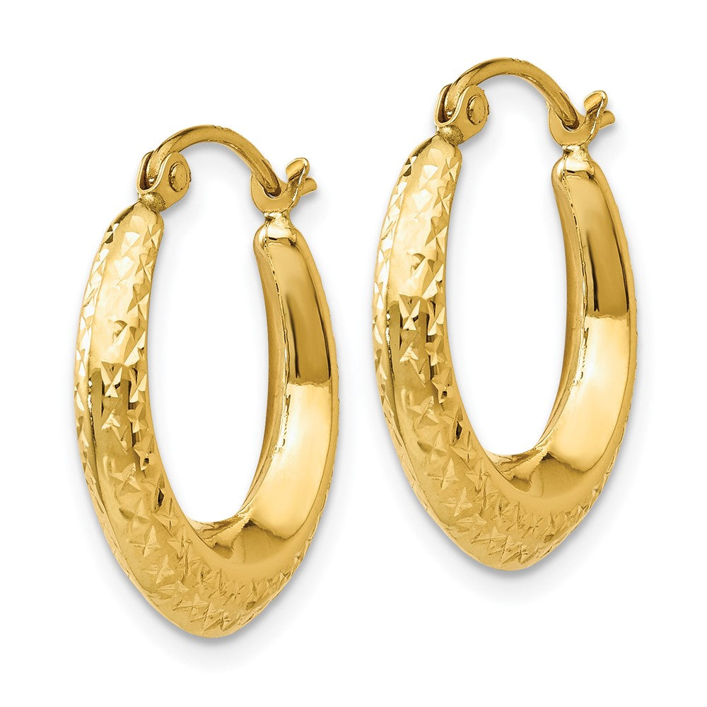 14K Gelbgold Strukturiert Hohl Creolen
