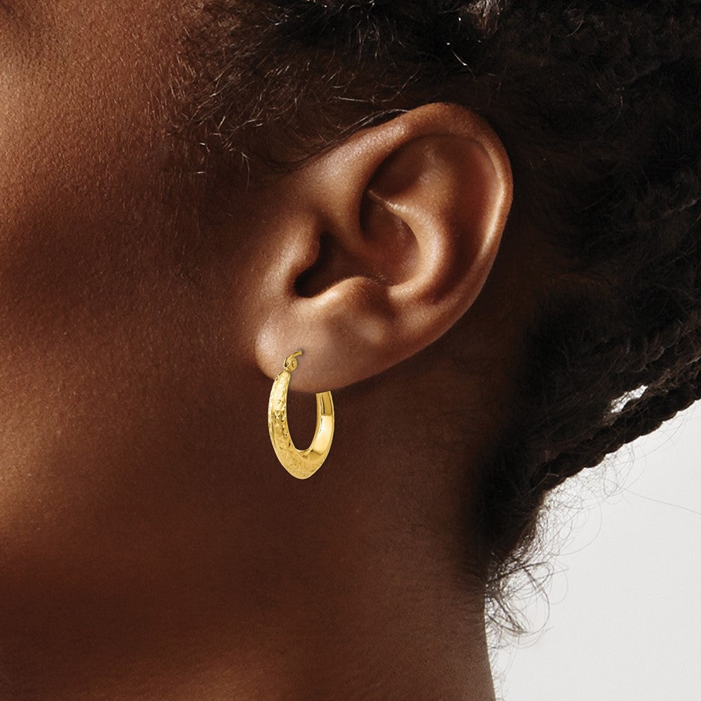 14K Gelbgold Strukturiert Hohl Creolen
