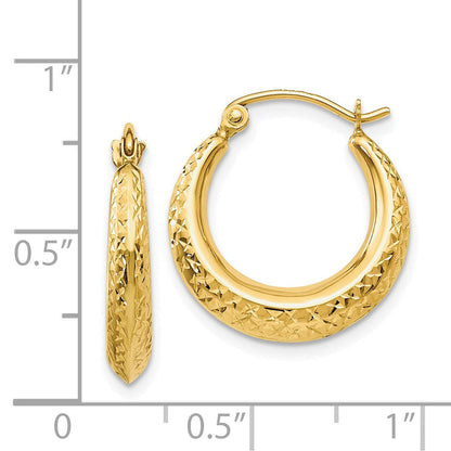 14K Gelbgold Strukturiert Hohl Creolen