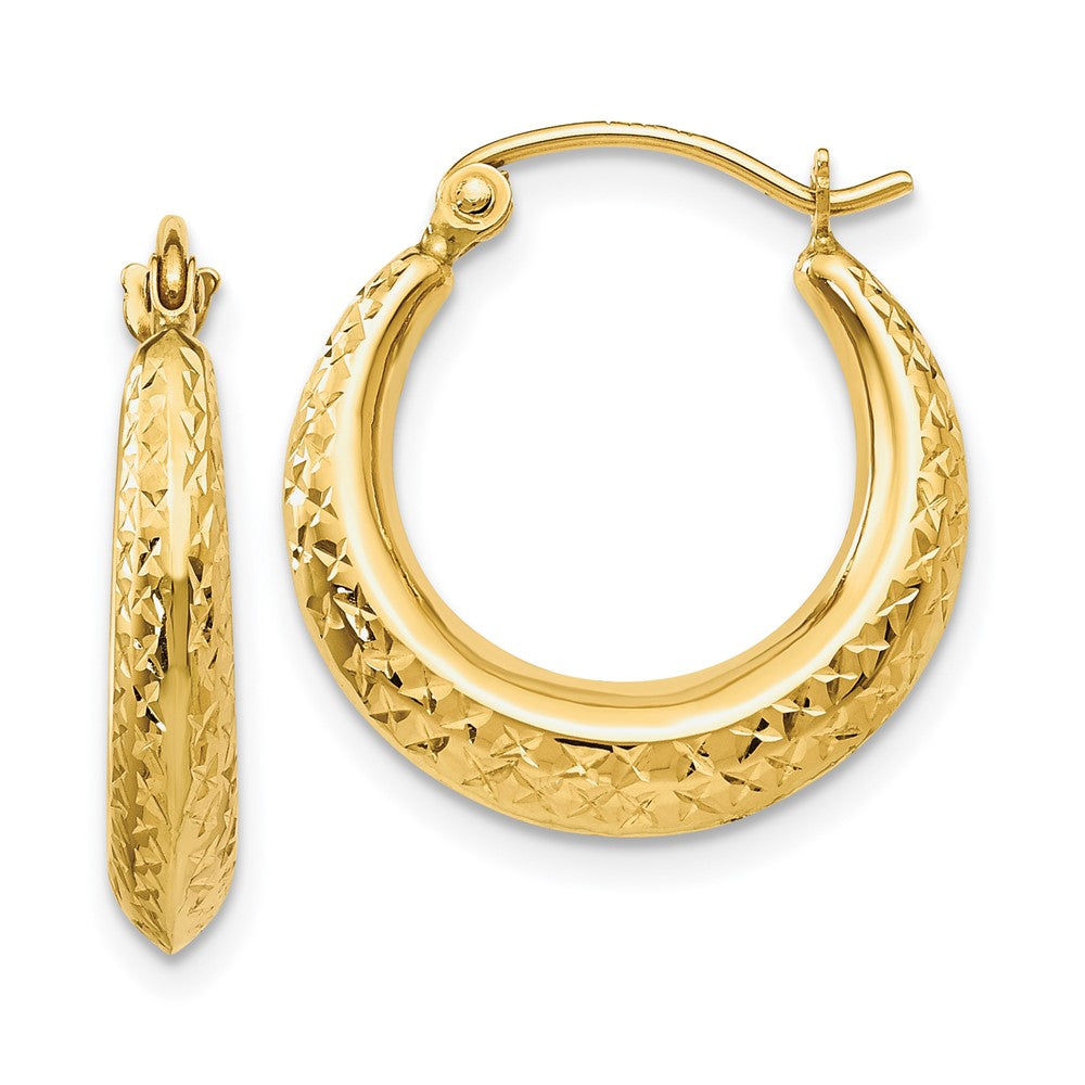 14K Gelbgold Strukturiert Hohl Creolen