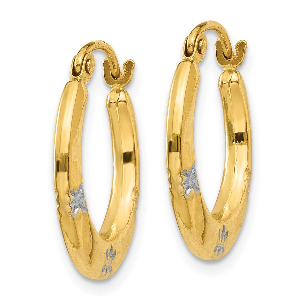 14K Gelb & Rhodium Blumen Hohl Creolen