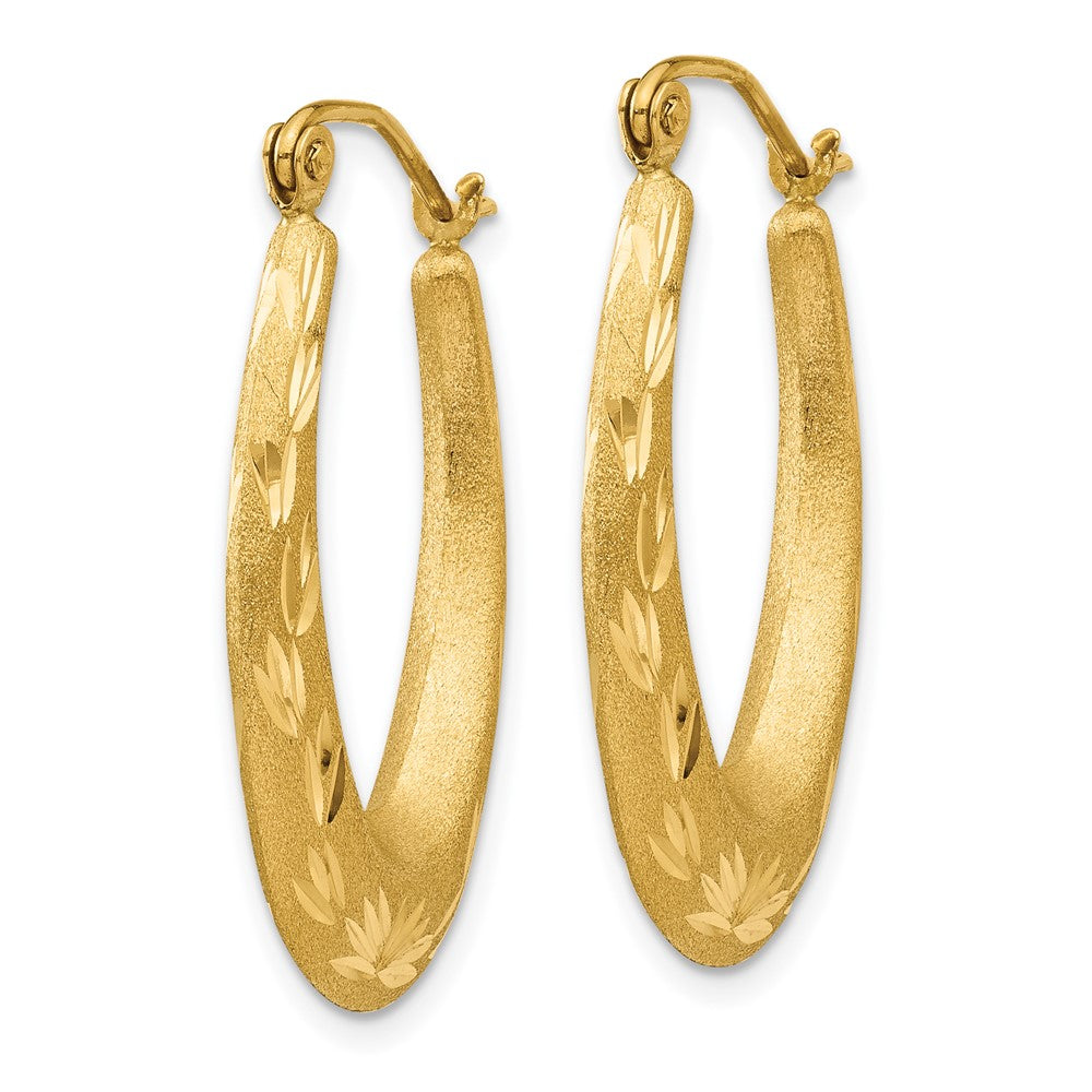 14K Gelbgold Satiniert Diamantiert Hohl Creolen