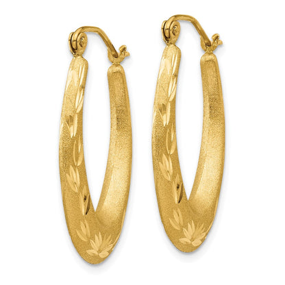 14K Gelbgold Satiniert Diamantiert Hohl Creolen