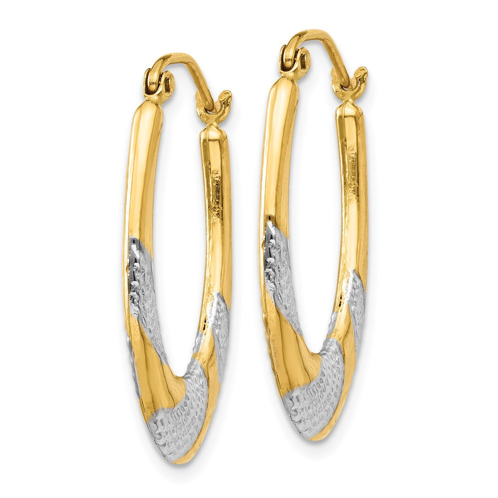 14K Gelb & Rhodium Hohl Oval Creolen