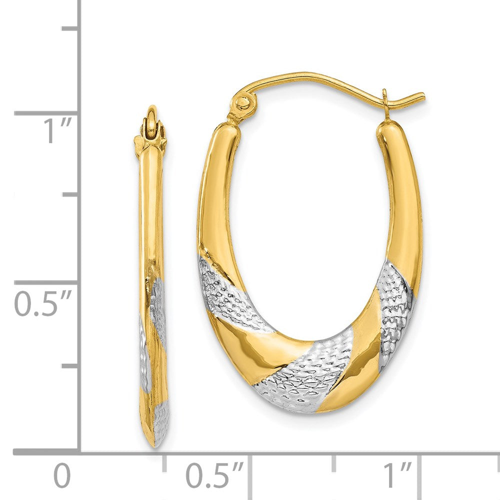 14K Gelb & Rhodium Hohl Oval Creolen