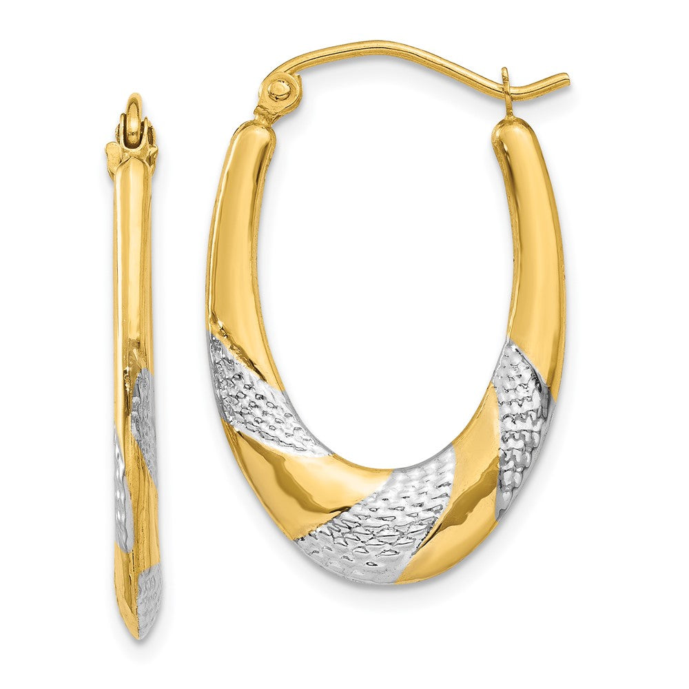 14K Gelb & Rhodium Hohl Oval Creolen