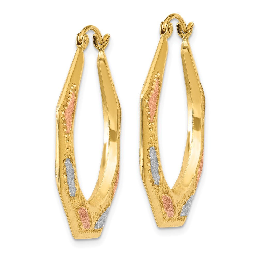 14K Gelb & Rhodium Weiß und Rose Hohl Creolen