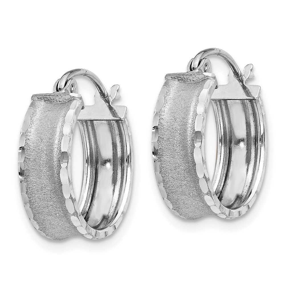 14K Weißgold Diamantiert Satiniert Creolen