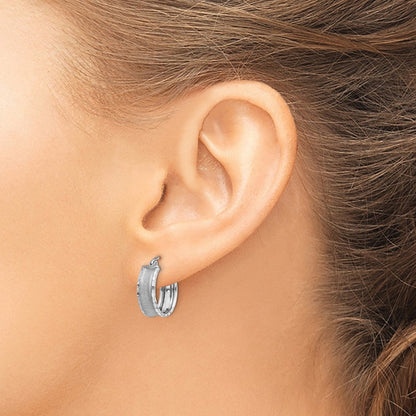 14K Weißgold Diamantiert Satiniert Creolen