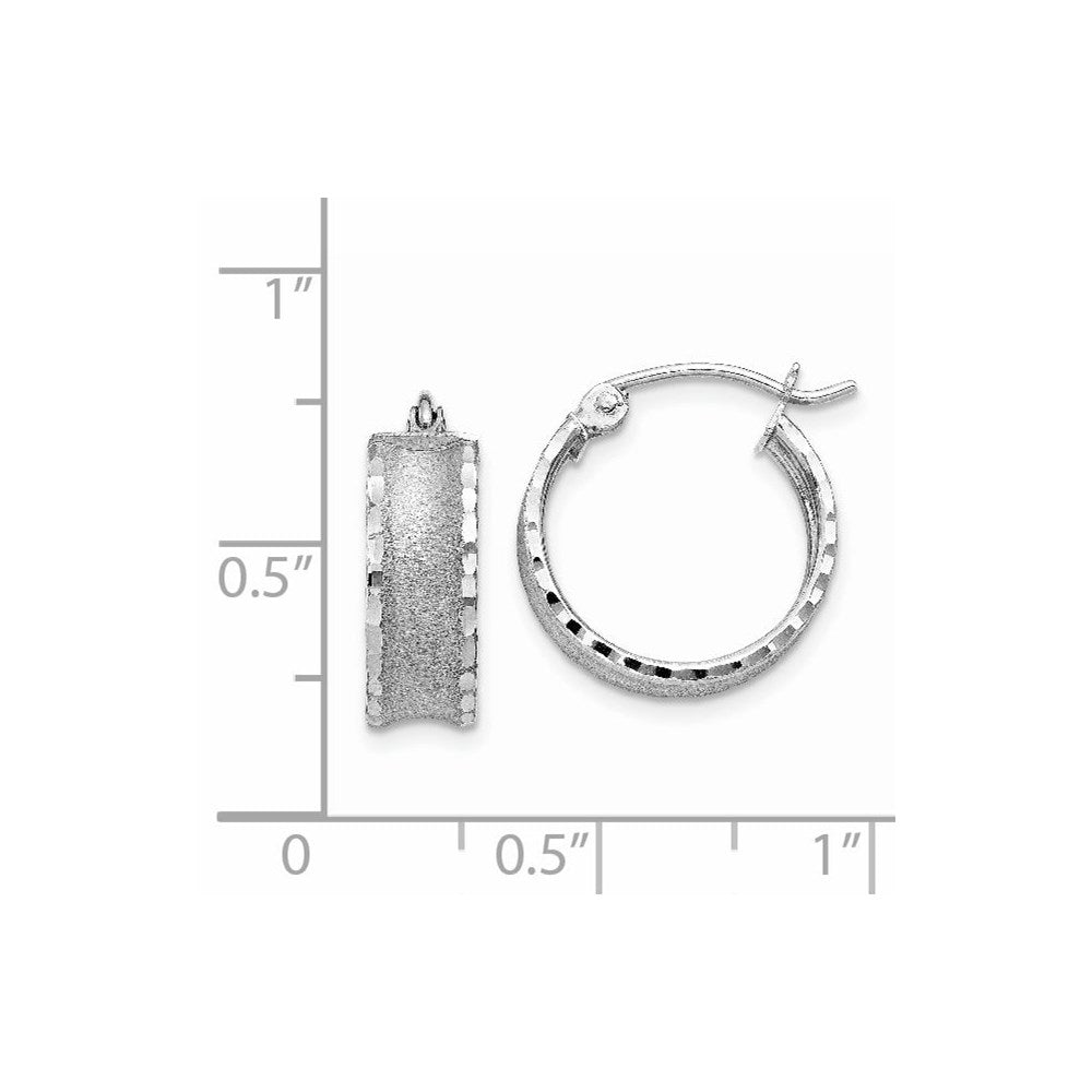 14K Weißgold Diamantiert Satiniert Creolen