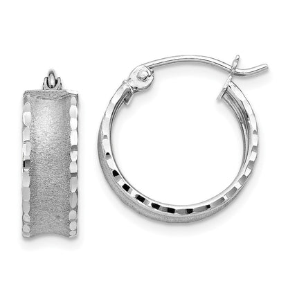 14K Weißgold Diamantiert Satiniert Creolen