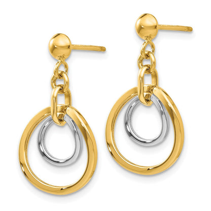 14K Bicolor Kreis Stecker Ohrhänger