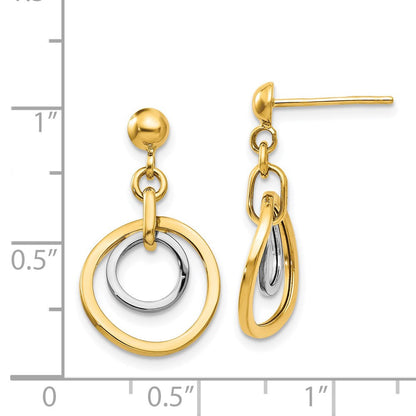 14K Bicolor Kreis Stecker Ohrhänger