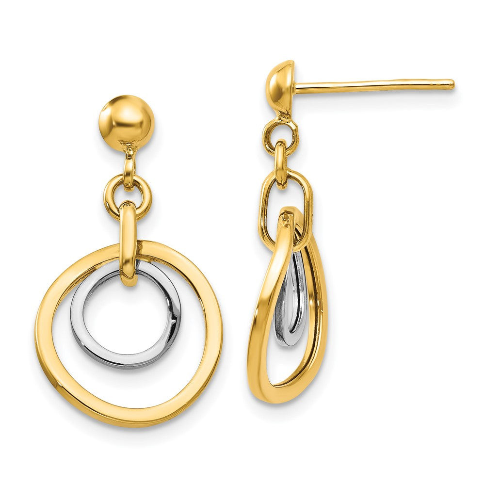 14K Bicolor Kreis Stecker Ohrhänger