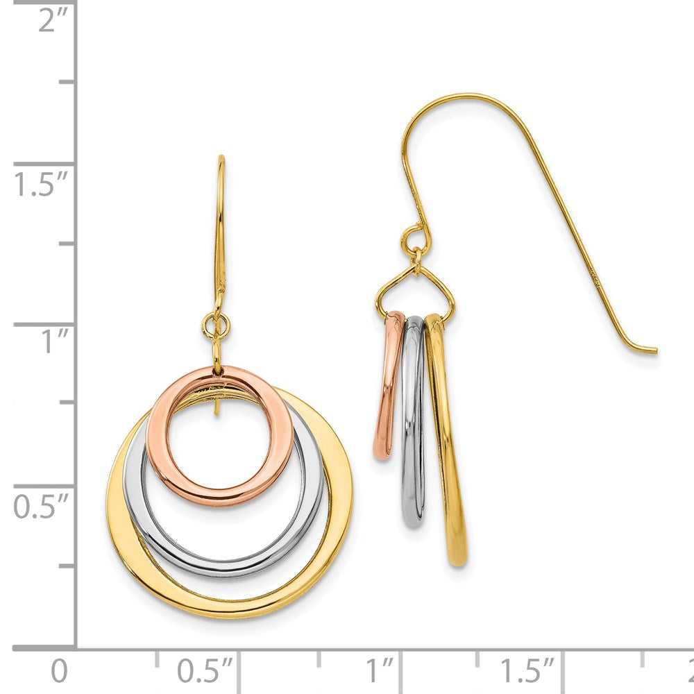 14K Tricolor Kreis Hängend Hirte Haken Ohrringe