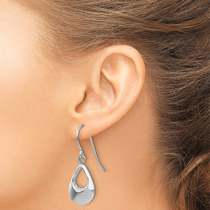 14K Weißgold Tropfen Hohl Ohrhänger