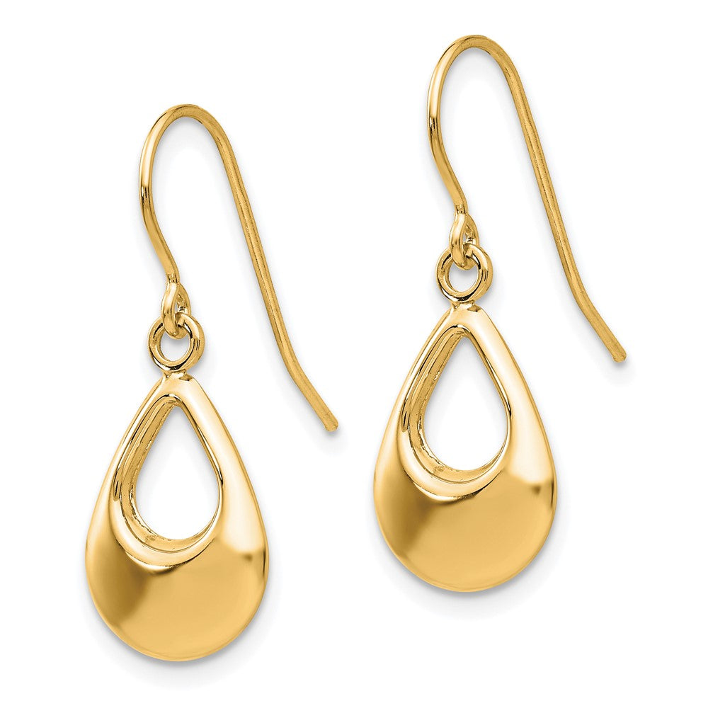 14K Gelbgold Tropfen Hohl Ohrhänger