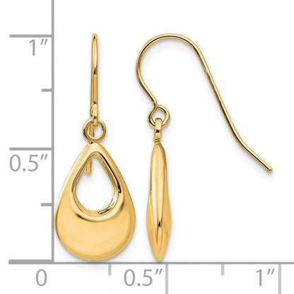 14K Gelbgold Tropfen Hohl Ohrhänger
