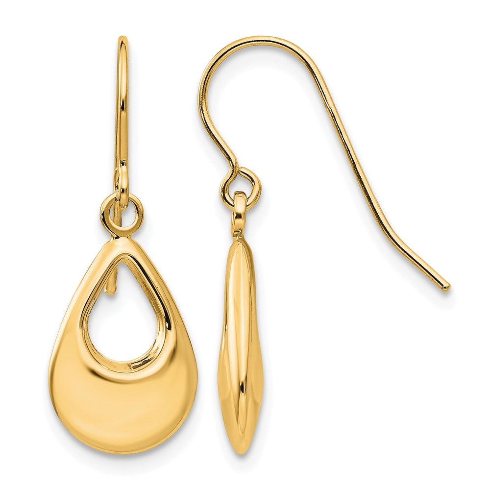 14K Gelbgold Tropfen Hohl Ohrhänger