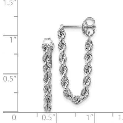 14K Weißgold Kordel Kette Hängend Stecker Ohrring