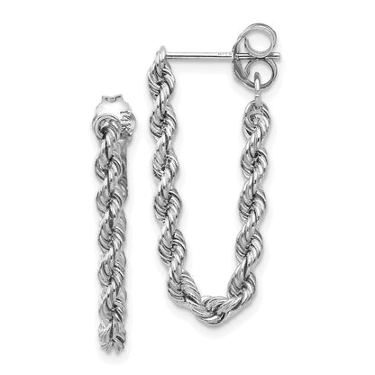 14K Weißgold Kordel Kette Hängend Stecker Ohrring