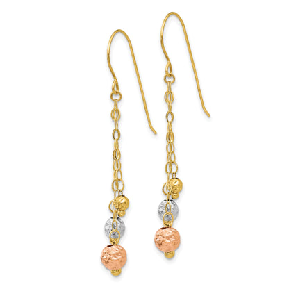 14K Tricolor mit Diamantiert Perlen Ohrhänger