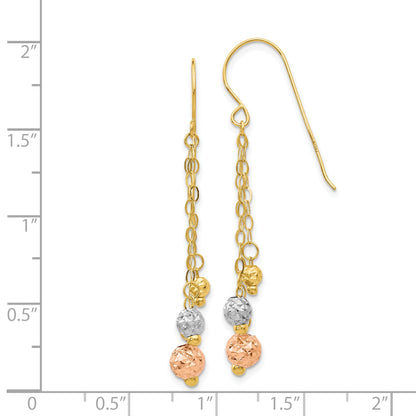 14K Tricolor mit Diamantiert Perlen Ohrhänger