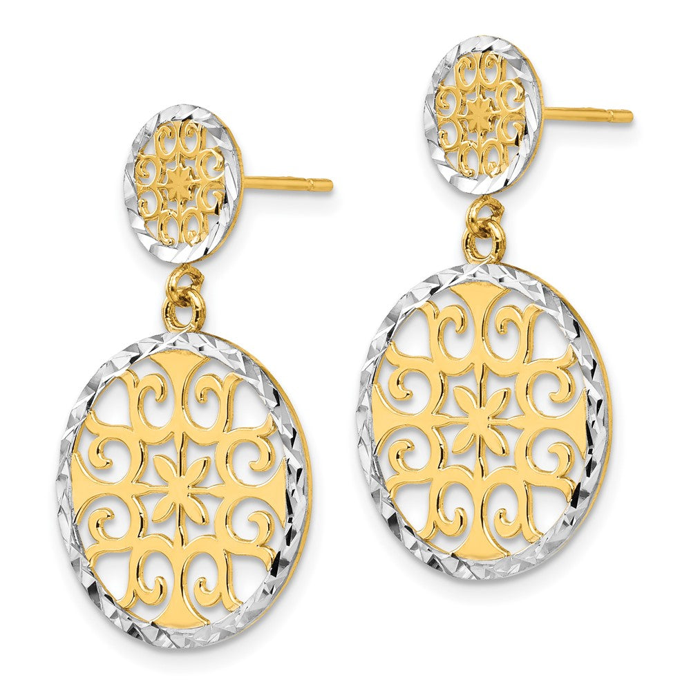 14K Gelb & Rhodium Diamantiert Kreise Hängend Ohrstecker