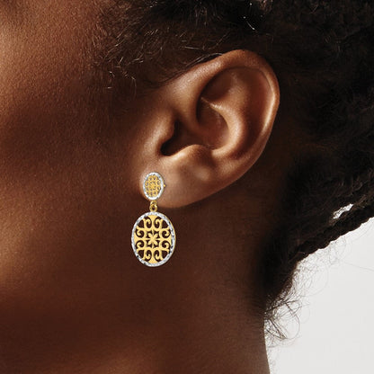 14K Gelb & Rhodium Diamantiert Kreise Hängend Ohrstecker