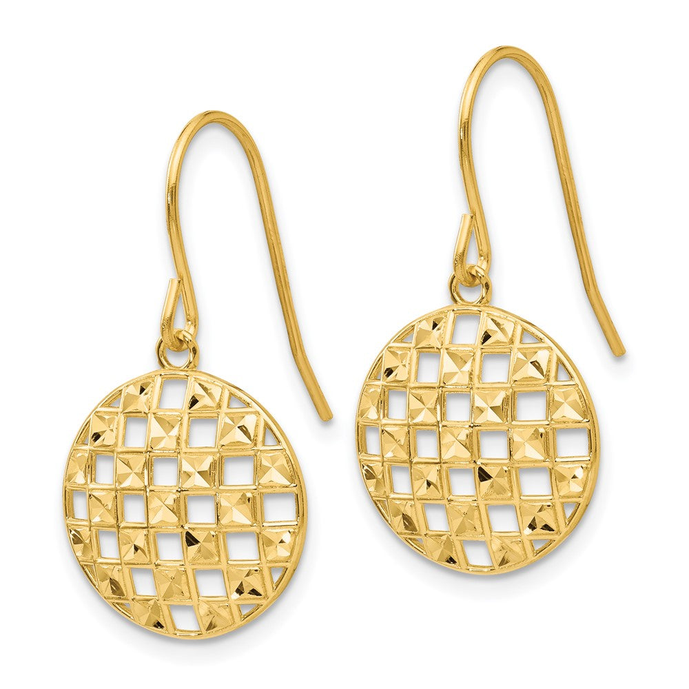 14K Gelbgold Kreis Diamantiert Hirte Haken Ohrringe