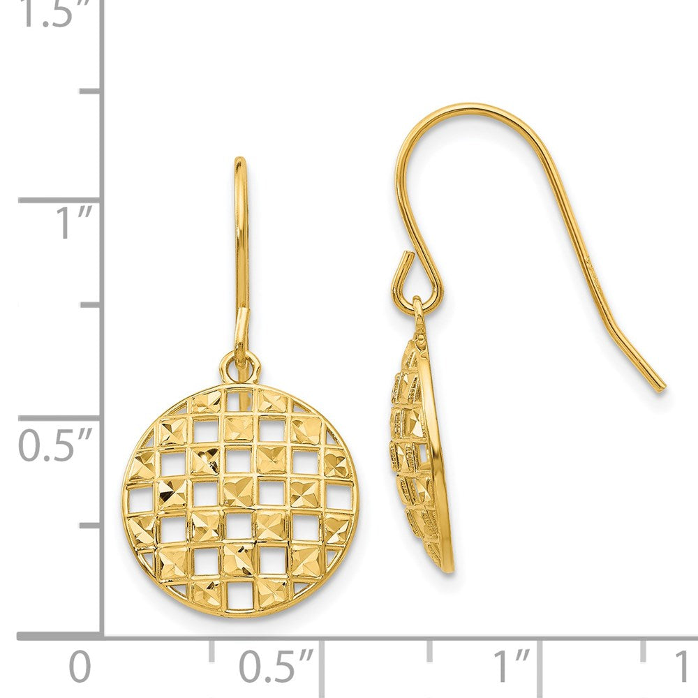 14K Gelbgold Kreis Diamantiert Hirte Haken Ohrringe