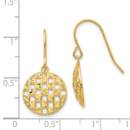 14K Gelbgold Kreis Diamantiert Hirte Haken Ohrringe