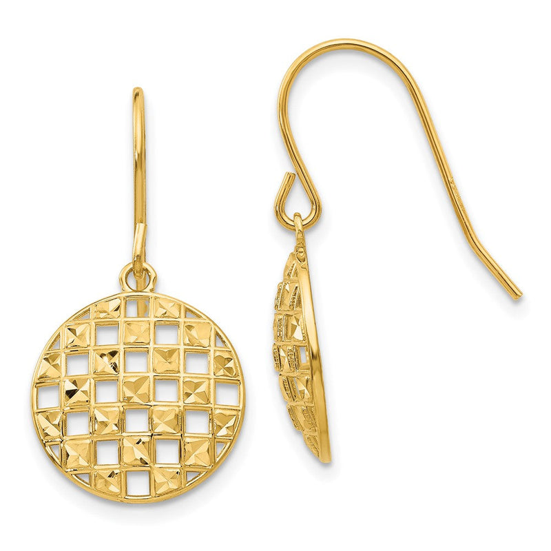 14K Gelbgold Kreis Diamantiert Hirte Haken Ohrringe