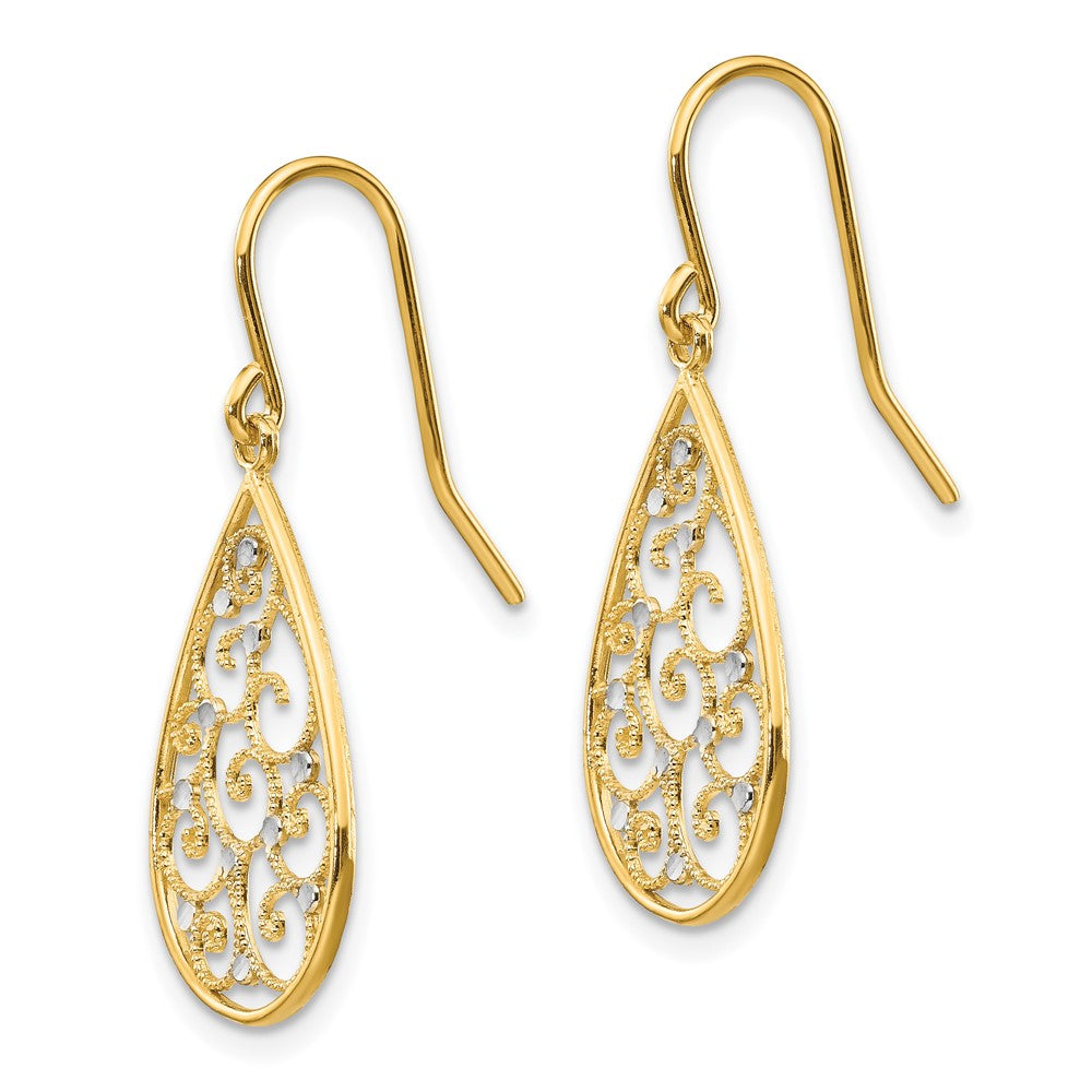 14K Gelb & Rhodium Poliert Tropfen Ohrringe