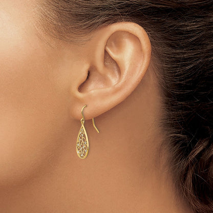 14K Gelb & Rhodium Poliert Tropfen Ohrringe