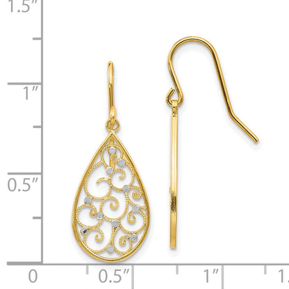 14K Gelb & Rhodium Poliert Tropfen Ohrringe