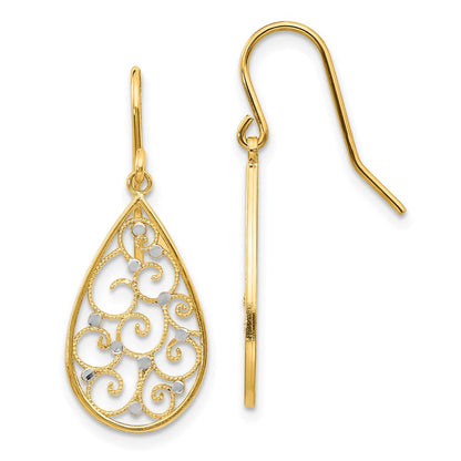 14K Gelb & Rhodium Poliert Tropfen Ohrringe
