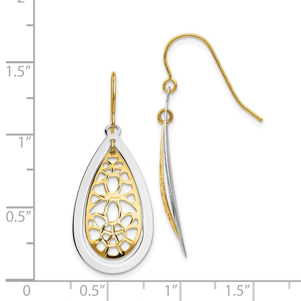 14K Bicolor Diamantiert Poliert Fantasie Ohrhänger