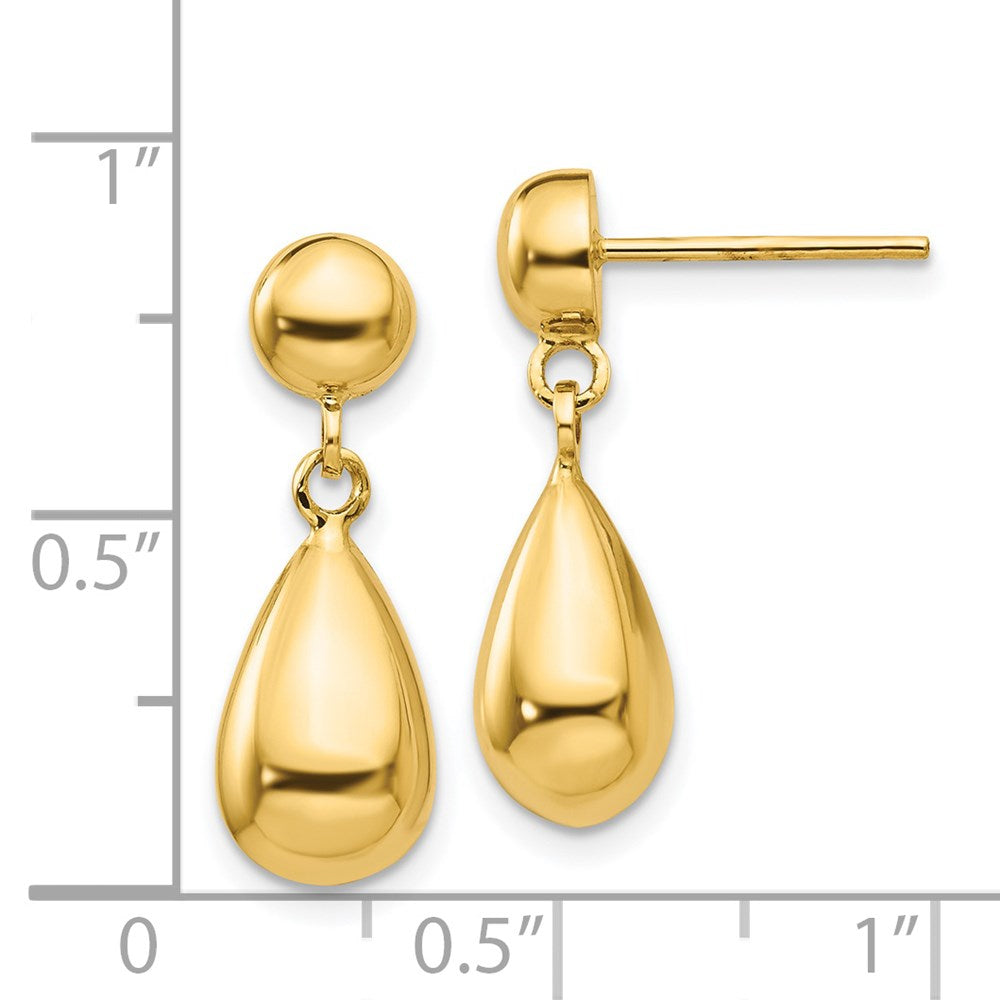 14K Gelbgold Tropfen Hohl Stecker Ohrhänger